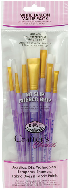 3 Pack - Crafter's Choice White Taklon Flat Brush Value Pack 7/Pkg- - RCC408 - 090672061553