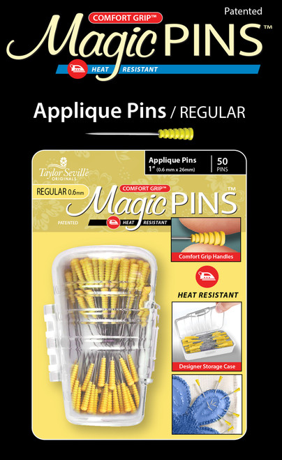 2 Pack - Taylor Seville Magic Pins - Applique Regular-Yellow 50/Pkg - 219522 - 766152219522