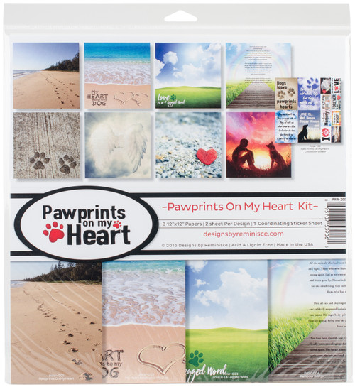 3 Pack - Reminisce Collection Kit 12"X12"-Pawprints On My Heart - PAW200 - 895707539065