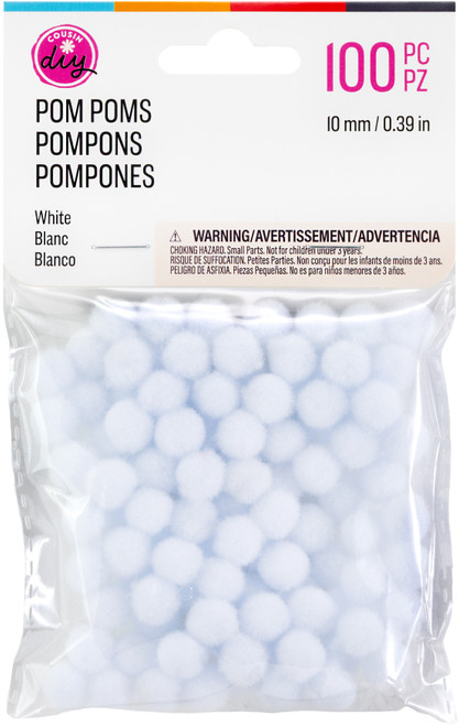 6 Pack - CousinDIY Pom-Poms 10mm 100/Pkg-White - POM40000-792 - 191648096095