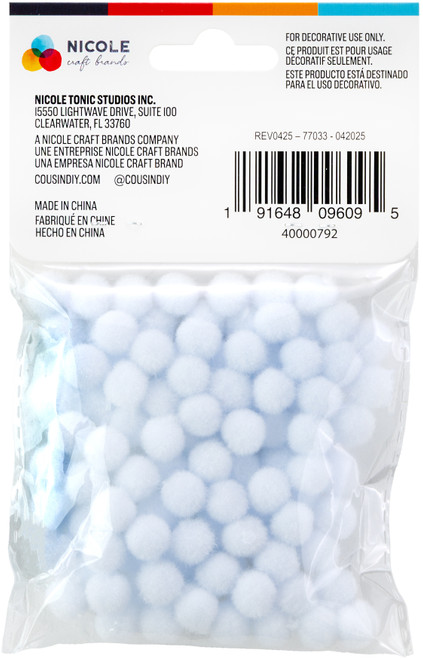 6 Pack - CousinDIY Pom-Poms 10mm 100/Pkg-White - POM40000-792
