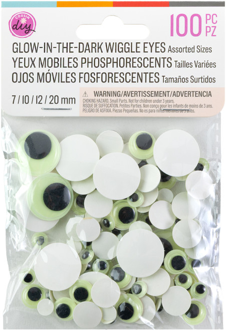 6 Pack - CousinDIY Wiggle Eyes Variety Pack 100/Pkg-Glow In The Dark - 5A002XRG-1GYKR - 191648186055