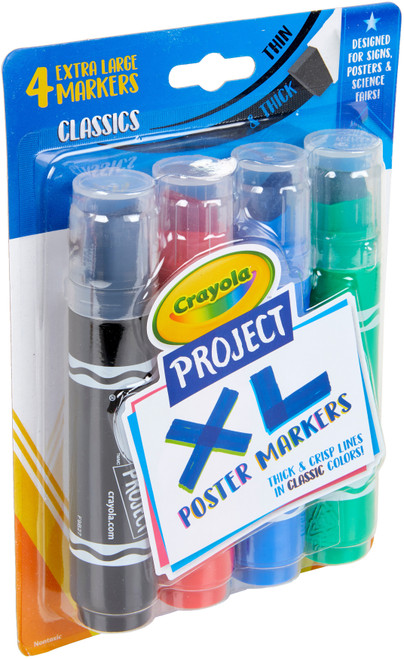 3 Pack - Crayola Project XL Poster Markers 4/Pkg-Classic Colors - 58-8356