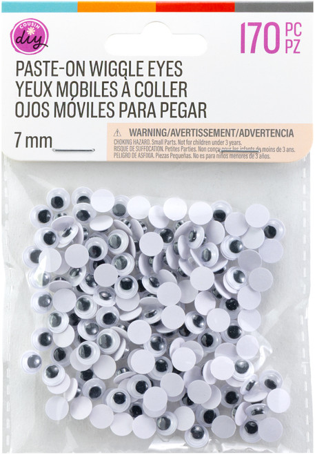 6 Pack - CousinDIY Paste-On Wiggle Eyes 7mm 170/Pkg-Black - 5A002XRS-1GYPP - 191648185867