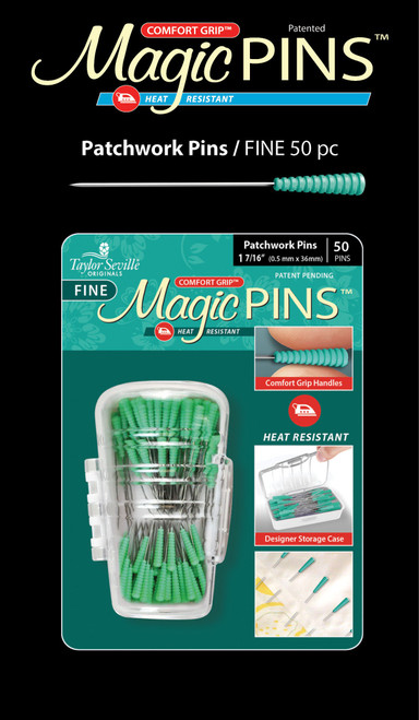 2 Pack - Taylor Seville Fine Magic Pins - Patchwork 50/Pkg-W//Designer Storage Case - 217221 - 766152217221