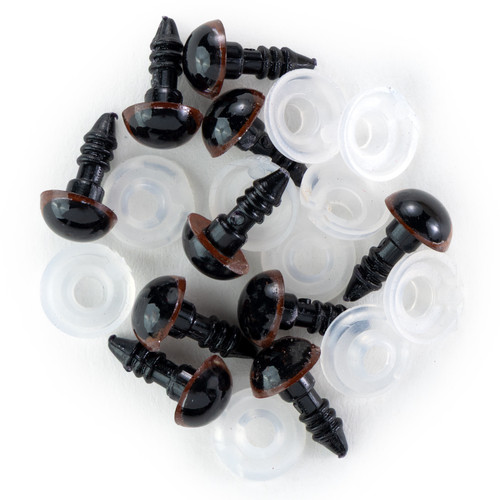 6 Pack - CousinDIY Shank Back Solid Eyes 8mm 10/Pkg-Brown - 5A002XPQ-1GYMD