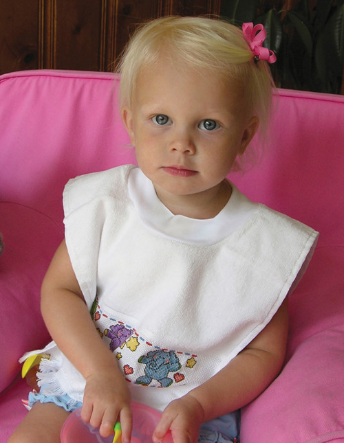 3 Pack - Charles Craft Velour Toddler Pullover Bib 14 Count 12"X19.5"-White - VB6680-6750