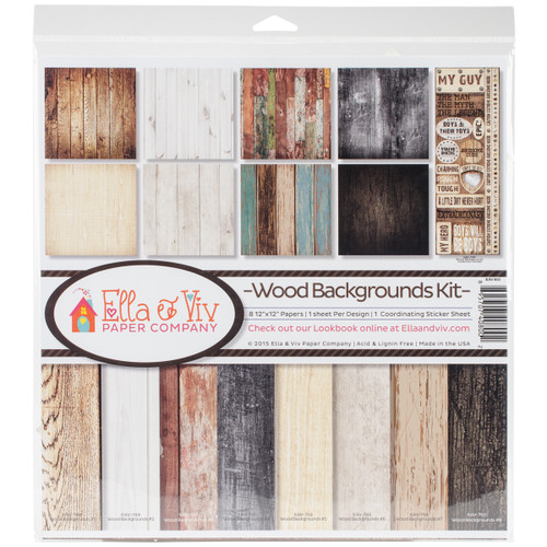 3 Pack - Ella & Viv Collection Kit 12"X12"-Wood Backgrounds - EAV800 - 895707408002