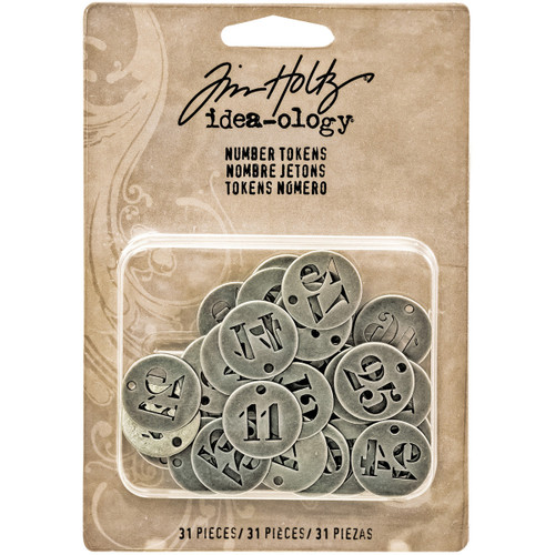2 Pack - Idea-Ology Metal Number Tokens 31/Pkg-Antique Silver .75" - TH93244 - 040861932447