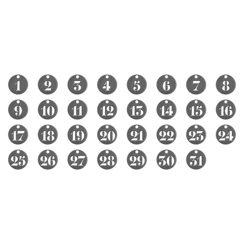 2 Pack - Idea-Ology Metal Number Tokens 31/Pkg-Antique Silver .75" - TH93244