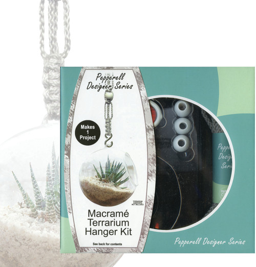 3 Pack - Pepperell Designer Series Macrame Terrarium Hanger Kit-Gray - PDS03