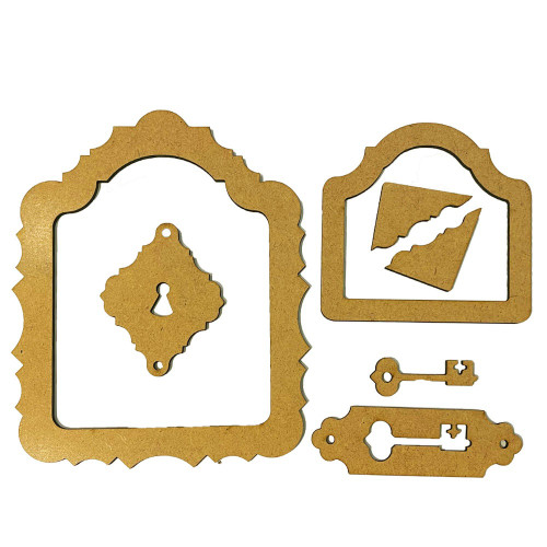 2 Pack - Stamperia Crafty Shapes-Alice In Christmas Frame And Key - 5A0032VN-1H4JT