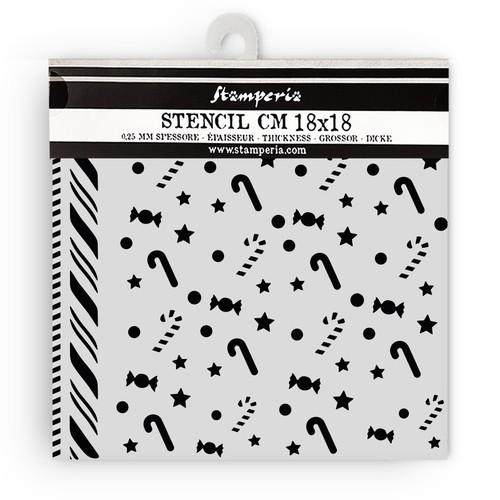 2 Pack - Stamperia Stencil 7"X7"-Candy Christmas Candycanes Pattern - 5A0032XN-1H4LT - 5993110045830