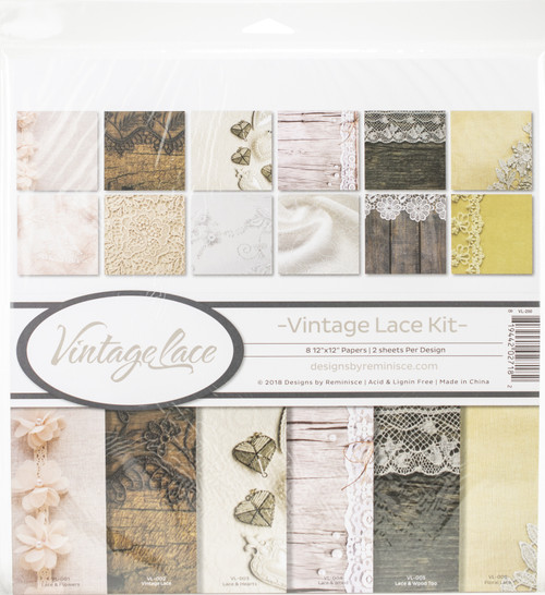 3 Pack - Reminisce Collection Kit 12"X12"-Vintage Lace - VL200 - 819442027182