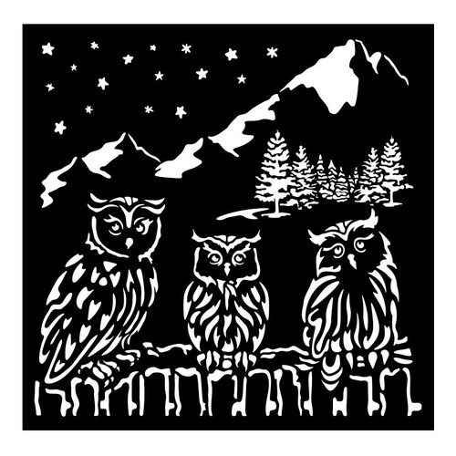 2 Pack - Stamperia Stencil 7"X7"-The Owl's House Owls - 5A0032V8-1H4K0