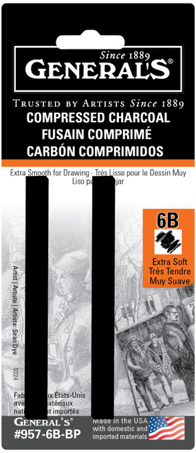 3 Pack - General's Compressed Charcoal 2/Pkg-6B - 957-6B - 044974957625