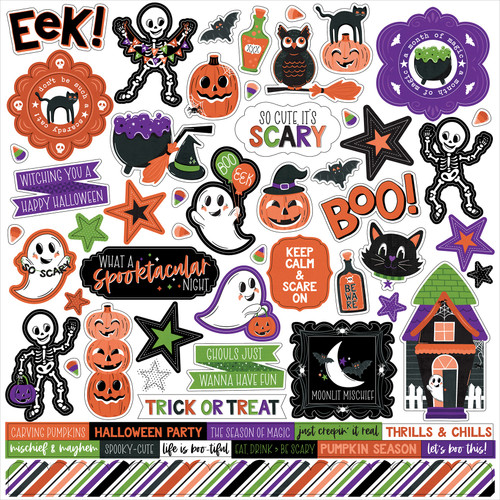 3 Pack - Ghosts And Goblins Cardstock Stickers 12"X12"-Elements - 5A0033CT-1H530 - 810179818678