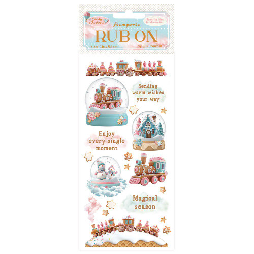 3 Pack - Stamperia Rub-On 4"X8.5"-Candy Christmas Snowglobes - 5A0032W6-1H4K9 - 5993110045458