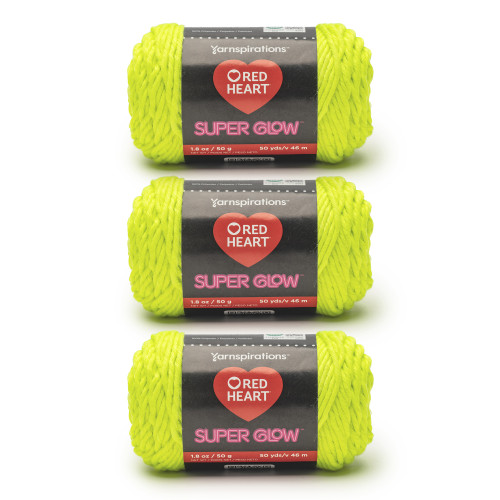 8 Pack - Red Heart Super Glow Yarn 3 Pack-Yellow - 5A002LJB-1GN9P - 726465302311