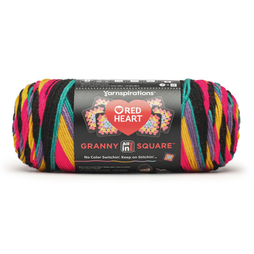 8 Pack - Red Heart All in One Granny Square Yarn 3 Pack-Rad Party - 5A002LML-1GN9K