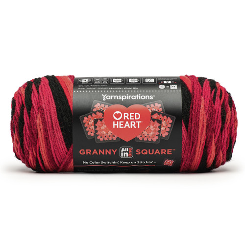 8 Pack - Red Heart All in One Granny Square Yarn 3 Pack-Rubi Red - 5A002LMC-1GN9Q