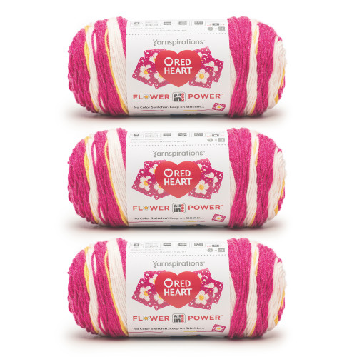 8 Pack - Red Heart All in ONE Flower Power Yarn 3 Pack-Peony Pop - 5A002LM1-1GN7N - 726465301505