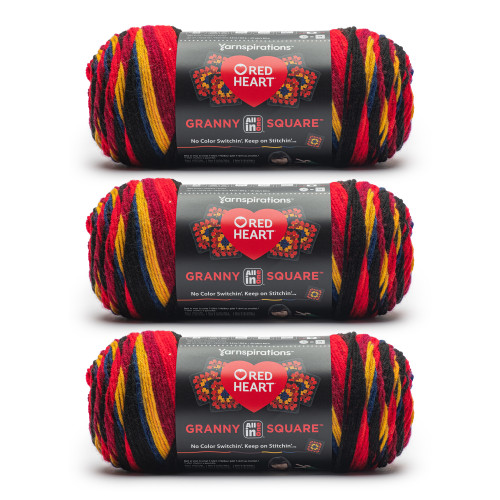 8 Pack - Red Heart All in One Granny Square Yarn 3 Pack-Black- Moody Cherry - 5A002LKT-1GN9W - 726465302731
