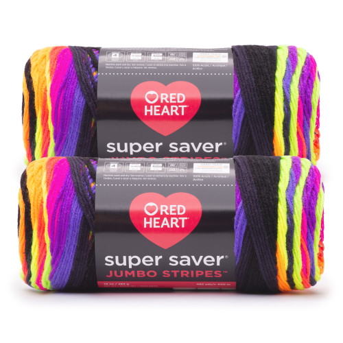 6 Pack - Red Heart Super Saver Yarn 2 Pack-Bright Stripe - 5A002LJX-1GN8S - 726465303288