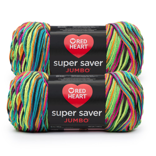 6 Pack - Red Heart Super Saver Yarn 2 Pack-Blacklight - 5A002LJN-1GN84 - 726465303394