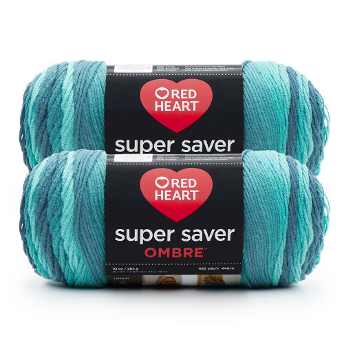 6 Pack - Red Heart Super Saver Yarn 2 Pack-Blue Tiful Ombre - 5A002LJR-1GNB7 - 726465303301