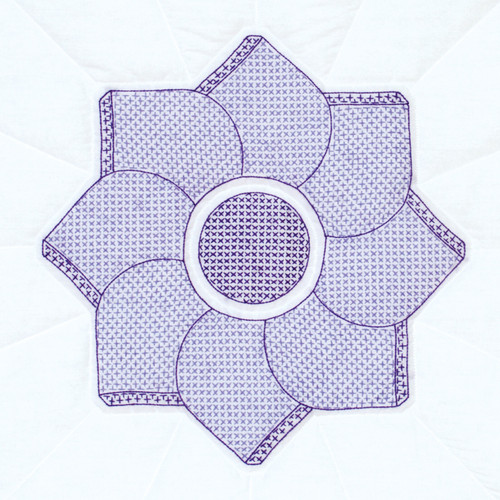 Jack Dempsey Stamped White Quilt Blocks 18"X18" 6/Pkg-Heart Flower - 5A00373C-1H83P