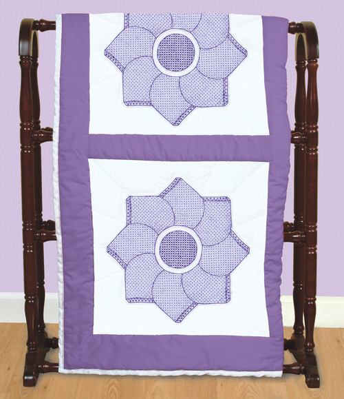 Jack Dempsey Stamped White Quilt Blocks 18"X18" 6/Pkg-Heart Flower - 5A00373C-1H83P Jack Dempsey Stamped White Quilt Blocks 18"X18" 6/Pkg-Heart Flower - 5A00373C-1H83P