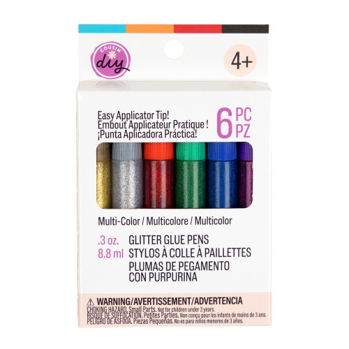 CousinDIY Glitter Glue Pens 0.3oz 6/Pkg-Multi-Colored - 5A002XT4-1GYP4 - 191648185843