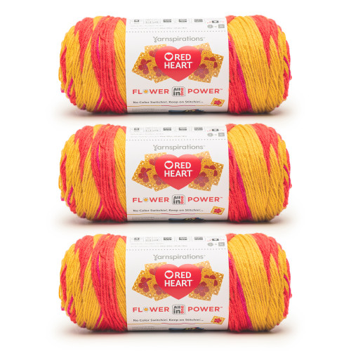 8 Pack - Red Heart All in ONE Flower Power Yarn 3 Pack-Poppy Star - 5A002LNS-1GN8F - 726465301475