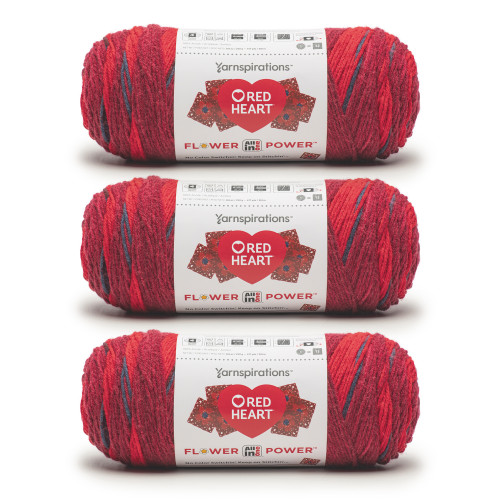 8 Pack - Red Heart All in ONE Flower Power Yarn 3 Pack-Burgundy Blossom - 5A002LJS-1GN8B - 726465301499