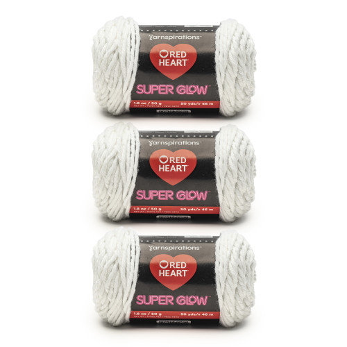 8 Pack - Red Heart Super Glow Yarn 3 Pack-White - 5A002LLJ-1GN70 - 726465302304