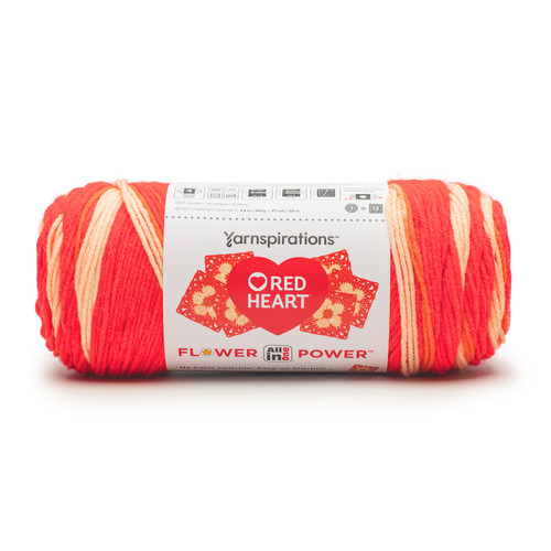 8 Pack - Red Heart All in ONE Flower Power Yarn 3 Pack-Red Hot Phlox - 5A002LNT-1GN8W
