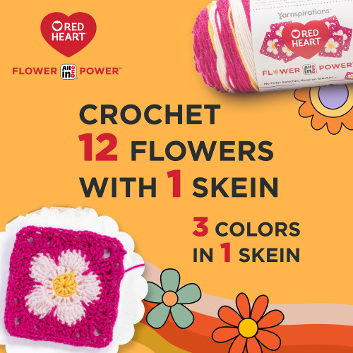8 Pack - Red Heart All in ONE Flower Power Yarn 3 Pack-Red Hot Phlox - 5A002LNT-1GN8W 8 Pack - Red Heart All in ONE Flower Power Yarn 3 Pack-Red Hot Phlox - 5A002LNT-1GN8W