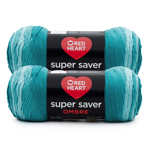 6 Pack - Red Heart Super Saver Yarn 2 Pack-Deep Teal Ombre - 5A002LM2-1GN71 - 726465303011