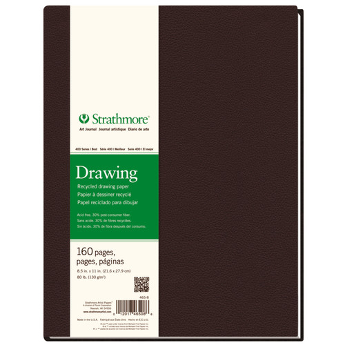 Strathmore 400 Series Recycled Drawing Art Journal 8.5"X11"-Hardbound, 80 Sheets - 5A00369B-1H7BV - 012017465086
