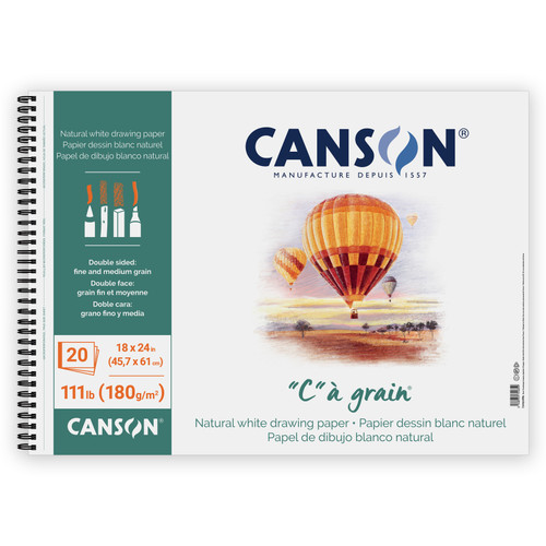Canson Aritst Series C Grain Drawing Pad 18"X24"-Side Wire, 20 Sheets - 5A0036BG-1H7C9 - 3148955724859