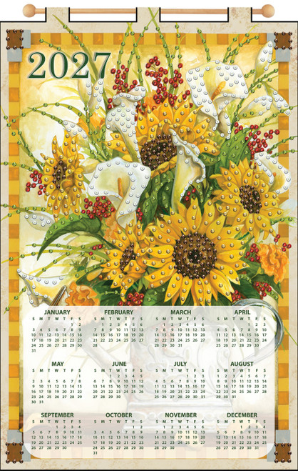 Design Works 2027 Sequin Calendar Felt Applique Kit-Sunflowers - 5A0036FT-1H7L0 - 021465048390