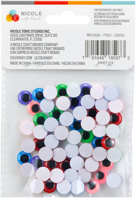 CousinDIY Paste-On Wiggle Eyes 10mm 50/Pkg-Multi-Colored - 5A002XQW-1GYMB