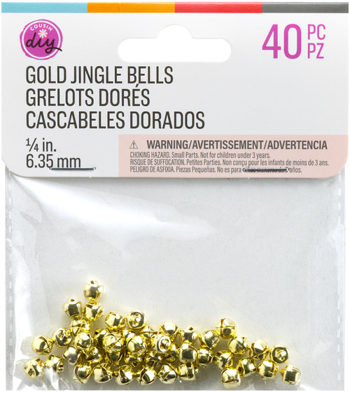 CousinDIY Jingle Bells 0.25" 40/Pkg-Gold - 5A002XRV-5070 - 191648185638