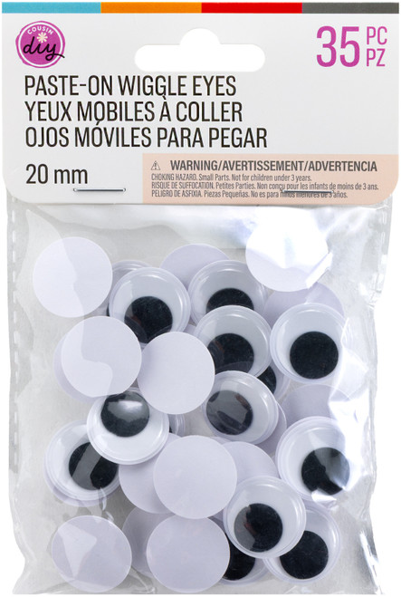 CousinDIY Paste-On Wiggle Eyes 20mm 35/Pkg-Black - 5A002XS6-1GYN2 - 191648185904