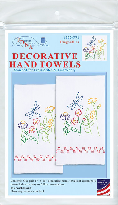 Jack Dempsey Stamped Decorative Hand Towel Pair 17"X28"-Dragonflies - 5A003738-1H83S - 013155027785