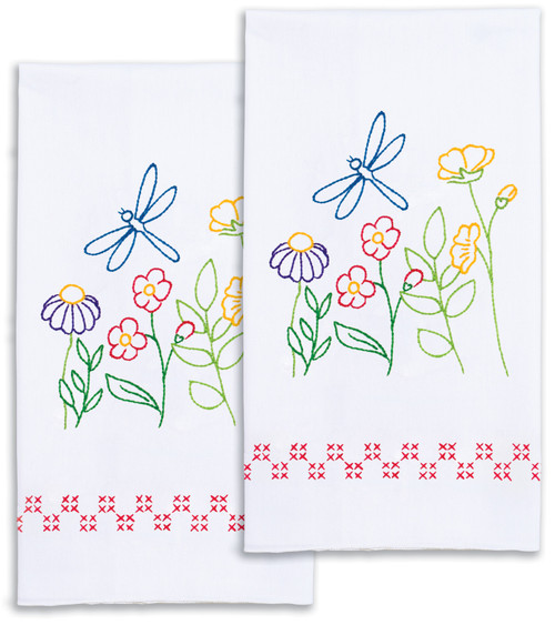 Jack Dempsey Stamped Decorative Hand Towel Pair 17"X28"-Dragonflies - 5A003738-1H83S