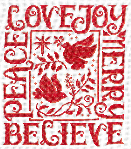 Imaginating Counted Cross Stitch Kit 10"X12"-Love, Joy, Merry (14 Count) - 5A003986-1H8DR