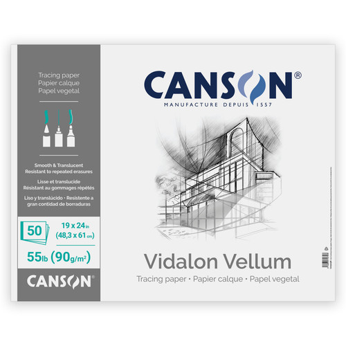 Canson Artist Series Vidalon Vellum Pad 19"X24"-Fold Over, 50 Sheets - 5A00366J-1H7CY - 3148955727393