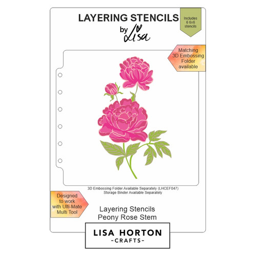 Lisa Horton Crafts Layering Stencils-Peony Rose Stem - 5A003796-1H89H - 792816355947